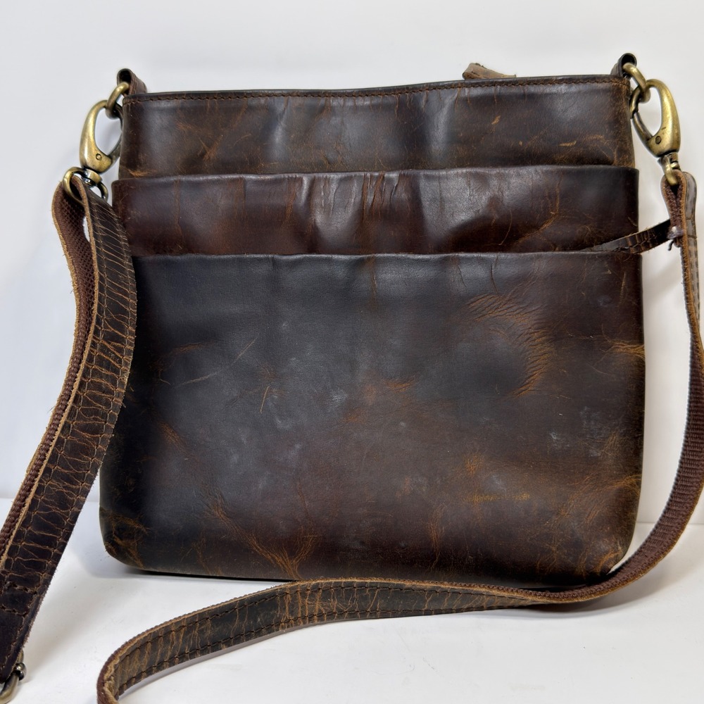 Leather Crossbody Bag Small Brown Distressed Rustic Boho Western Festival Casual